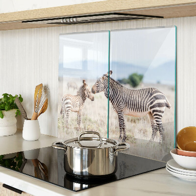 Schneidebrett glas Zebras auf der Wiese