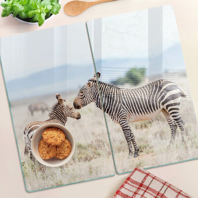 Schneidebrett glas Zebras auf der Wiese