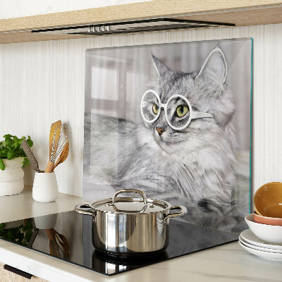 Schneidebrett glas Katze mit Brille