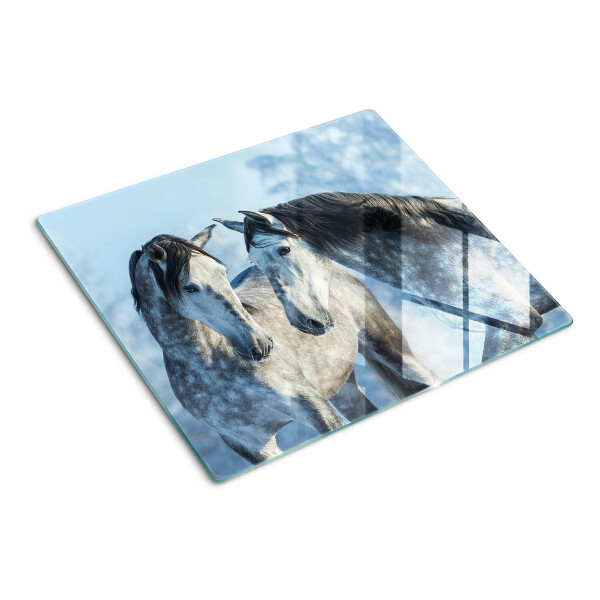 Glasschneidebrett Pferde in einer Winterlandschaft