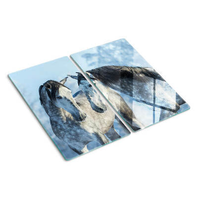 Glasschneidebrett Pferde in einer Winterlandschaft