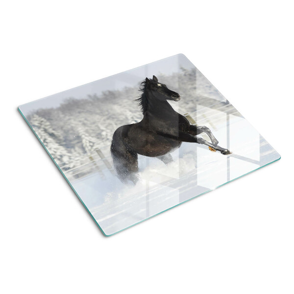 Schneidebrett glas Ein Pferd in einer Winterlandschaft