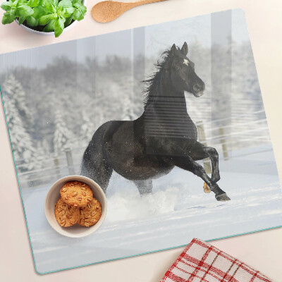 Schneidebrett glas Ein Pferd in einer Winterlandschaft