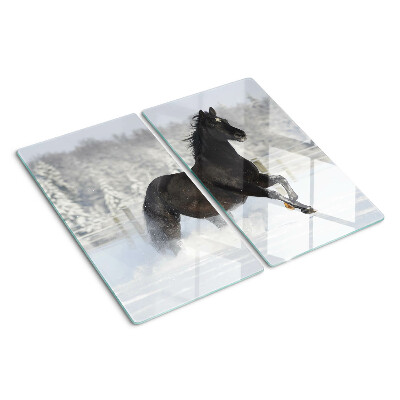 Schneidebrett glas Ein Pferd in einer Winterlandschaft