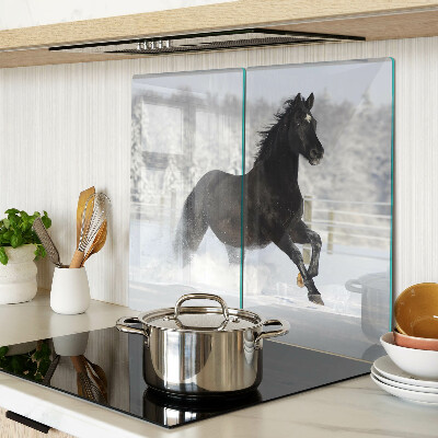 Schneidebrett glas Ein Pferd in einer Winterlandschaft