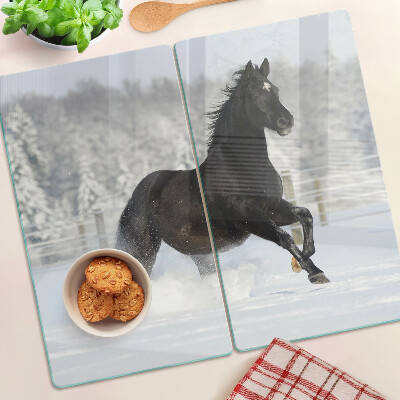 Schneidebrett glas Ein Pferd in einer Winterlandschaft
