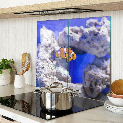 Schneidebrett glas Clownfische zwischen den Felsen