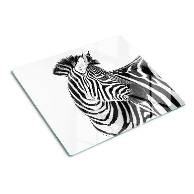 Glasschneidebrett Zebra in schwarz-weißen Streifen