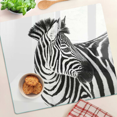 Glasschneidebrett Zebra in schwarz-weißen Streifen