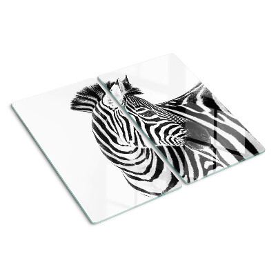 Glasschneidebrett Zebra in schwarz-weißen Streifen