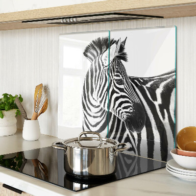 Glasschneidebrett Zebra in schwarz-weißen Streifen