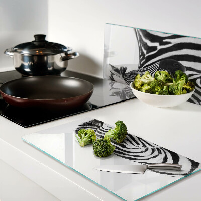 Glasschneidebrett Zebra in schwarz-weißen Streifen