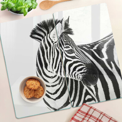 Glasschneidebrett Zebra in schwarz-weißen Streifen
