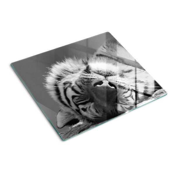 Schneidebrett glas Tiger in Schwarz und Weiß
