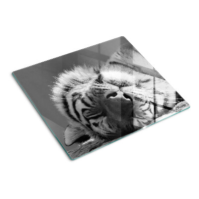 Schneidebrett glas Tiger in Schwarz und Weiß