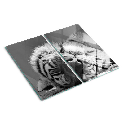 Schneidebrett glas Tiger in Schwarz und Weiß