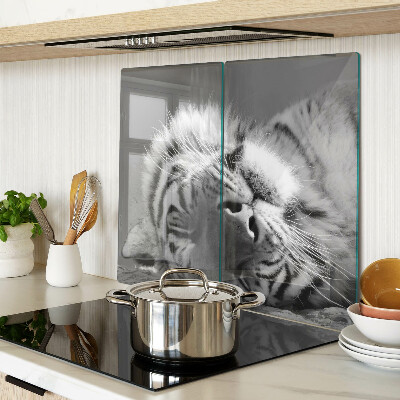 Schneidebrett glas Tiger in Schwarz und Weiß