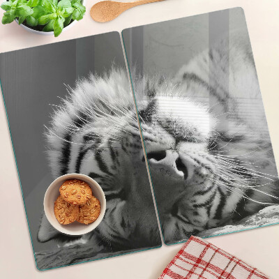 Schneidebrett glas Tiger in Schwarz und Weiß