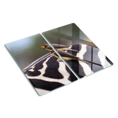 Glasschneidebrett Vögel auf einem Zebra