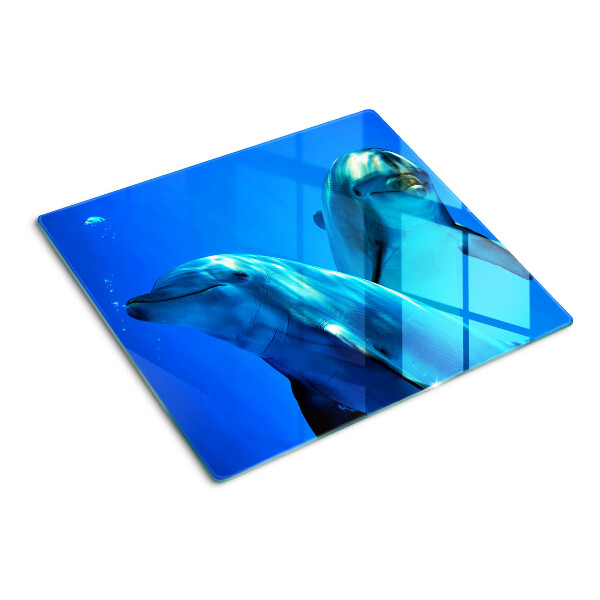 Glasschneidebrett Delfine im Wasser