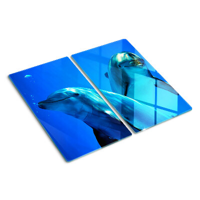Glasschneidebrett Delfine im Wasser