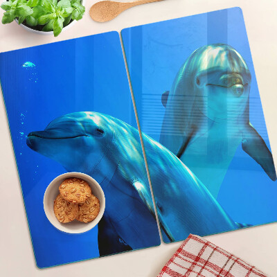 Glasschneidebrett Delfine im Wasser