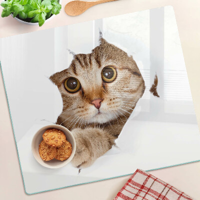 Schneidebrett glas Eine Katze kommt aus einem Loch