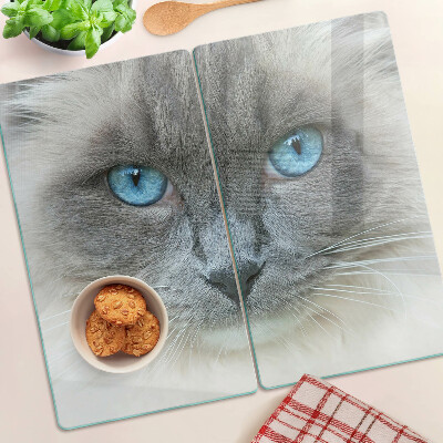 Glasschneidebrett Katze mit blauen Augen