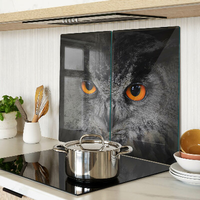 Schneidebrett glas Eule mit orangen Augen
