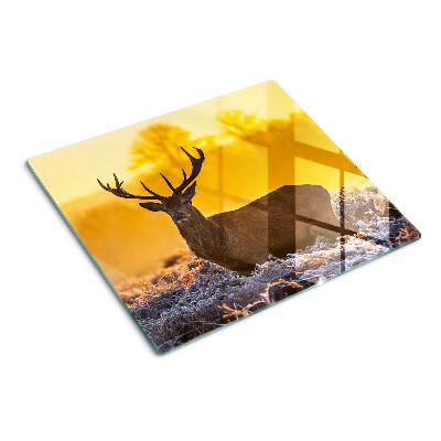 Schneidebrett glas Hirsche in der Morgenlandschaft