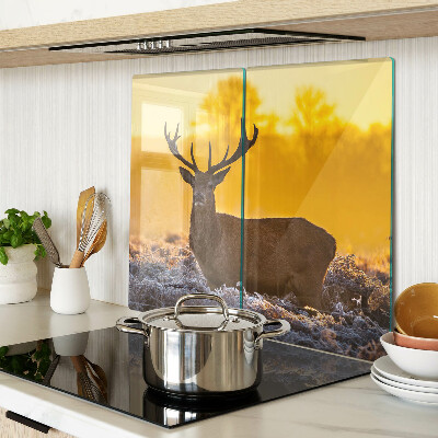 Schneidebrett glas Hirsche in der Morgenlandschaft