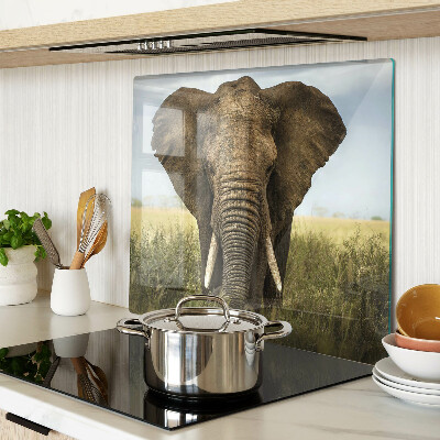 Glasschneidebrett Ein Elefant vor der Kulisse der afrikanischen Savanne