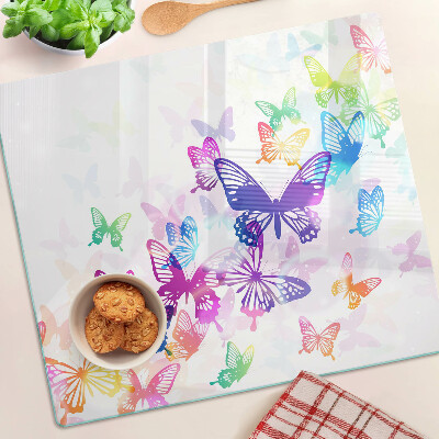 Glasschneidebrett Buntes fliegendes Schmetterlingsmotiv