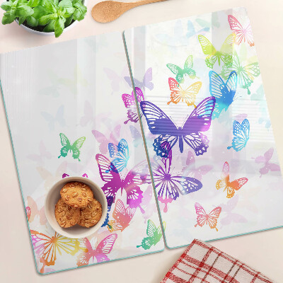 Glasschneidebrett Buntes fliegendes Schmetterlingsmotiv