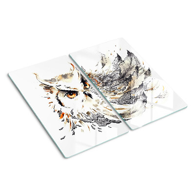Schneidebrett glas Eule mit Federn