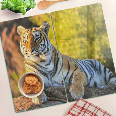 Schneidebrett glas Tiger im Hintergrund der Natur