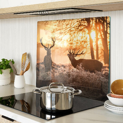 Schneidebrett glas Hirsch im Wald bei Sonnenuntergang