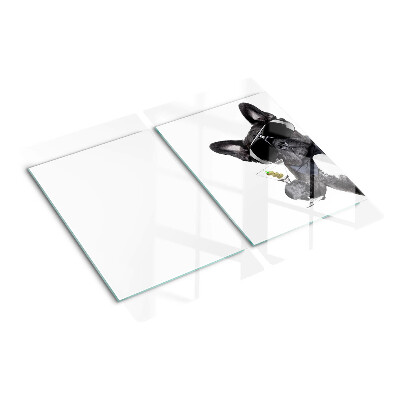 Glasschneidebrett Hund mit Sonnenbrille