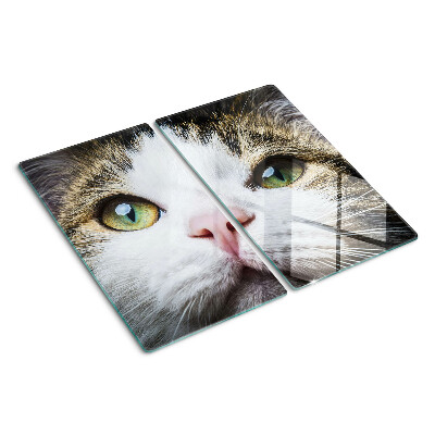 Glasschneidebrett Katze mit grünen Augen