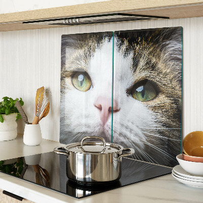 Glasschneidebrett Katze mit grünen Augen