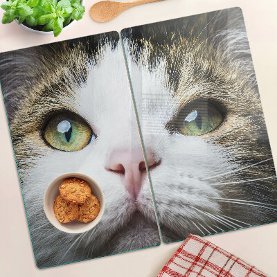 Glasschneidebrett Katze mit grünen Augen