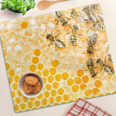 Schneidebrett glas Bienenstöcke und Bienen