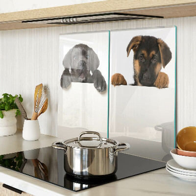 Schneidebrett glas Zwei Hunde schauen sich um