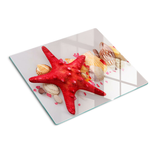 Glasschneidebrett Muscheln und Seesterne