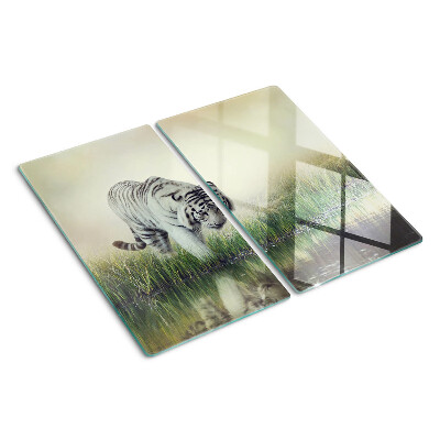 Glasschneidebrett Tiger im Gras
