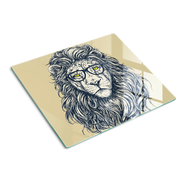 Schneidebrett glas Löwe mit Brille