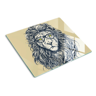 Schneidebrett glas Löwe mit Brille