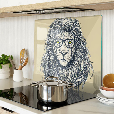 Schneidebrett glas Löwe mit Brille