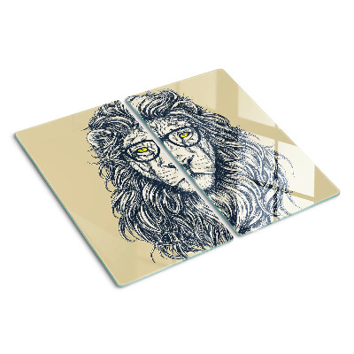 Schneidebrett glas Löwe mit Brille