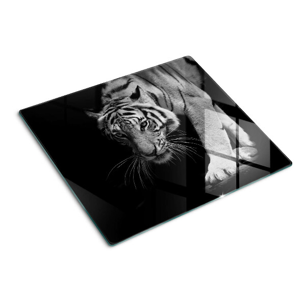 Schneidebrett glas Tiger in Schwarz und Weiß